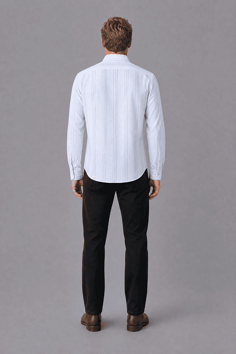 Regular Fit Cotton Linen Long Shawl Collar Turkuaz Shirt (1)