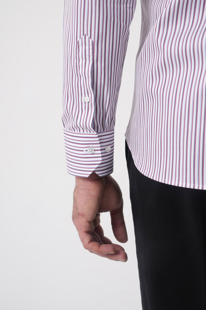 Regular Fit Uzun Kol Pamuk Erkek Bordo Gömlek - 7