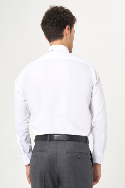 Regular Fit Uzun Kollu Beyaz Klasik Erkek Gömlek - 2