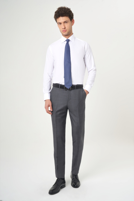 Regular Fit Uzun Kollu Beyaz Klasik Erkek Gömlek - 5