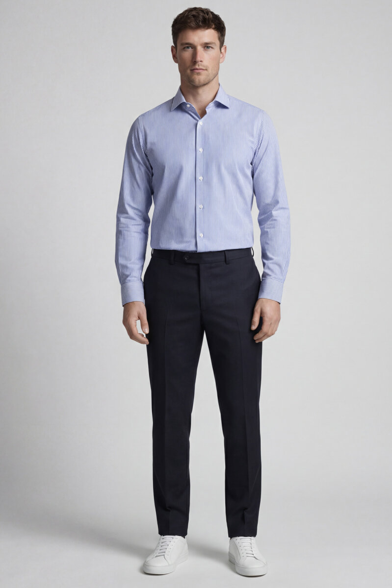 Regular Fit Uzun Kollu Erkek Cepsiz Lacivert Gömlek - 4