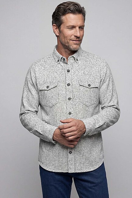 Regular Fit Uzun Kollu Flanel Pamuk Siyah Erkek Gömlek 