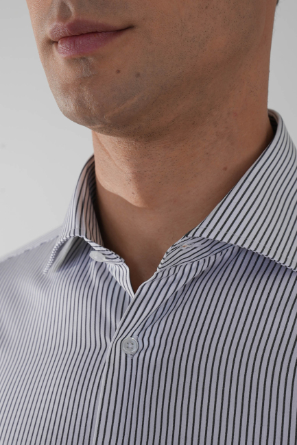 Regular Fit Uzun Kollu İtalyan Yaka Pamuk Yeşil Erkek Gömlek - 3