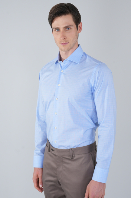 Regular Fit Uzun Kollu Pamuk Açık Mavi Erkek Gömlek 