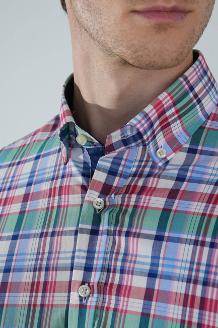 Regular Fit Uzun Kollu Pamuk Kırmızı Erkek Gömlek - 3