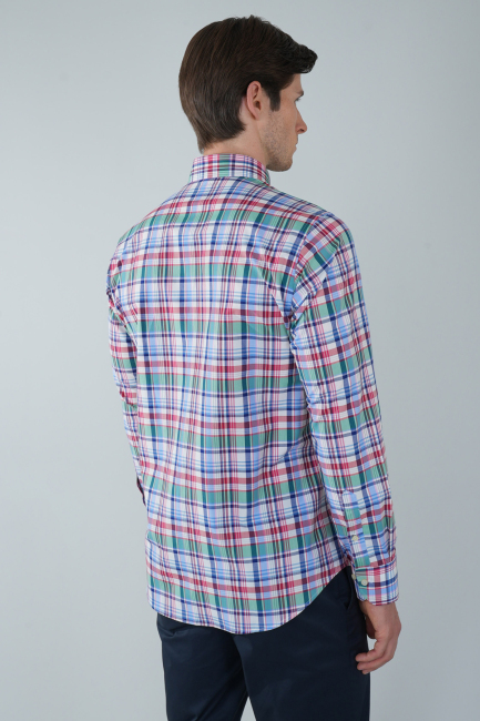 Regular Fit Uzun Kollu Pamuk Kırmızı Erkek Gömlek - 2