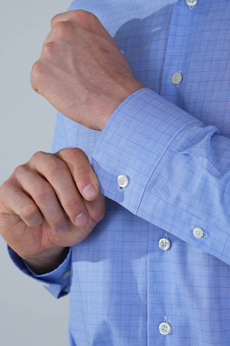 Regular Fit Uzun Kollu Pamuk Mavi Erkek Gömlek - 4