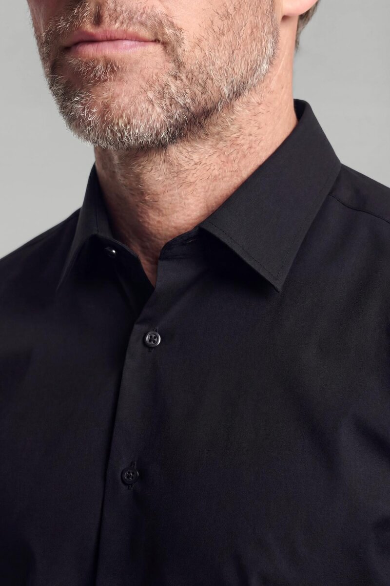 Regular Fit Uzun Kollu Pamuk Siyah Erkek Gömlek - 3