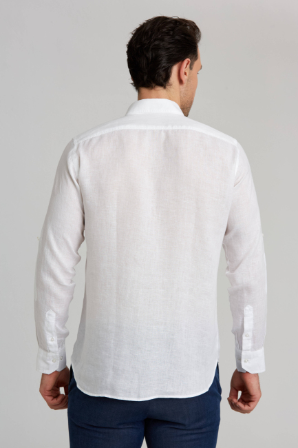 Regular Fit Long Sleeve Pasha Collar White Men's Shirt (1)