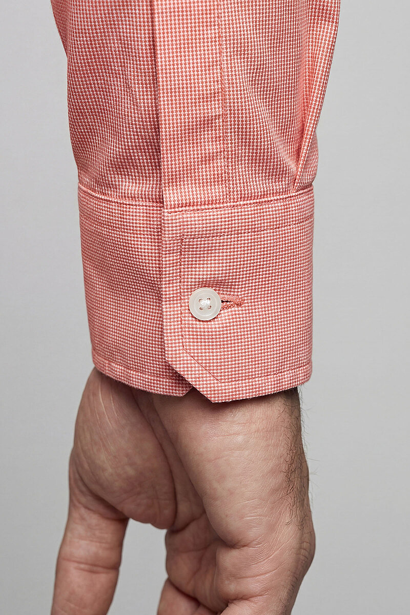 Regular Fit Yazlık Kareli Pamuk Turuncu Erkek Gömlek - 5