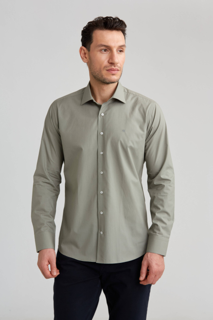 Regular Fit Green Classic Men's Shirt 