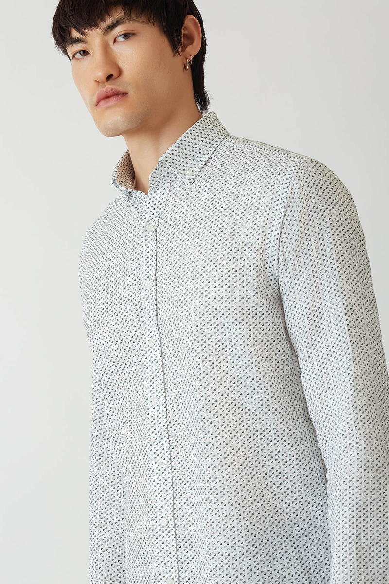 Regular Fit Yeşil Paşa Yaka Spor Erkek Gömlek - 4