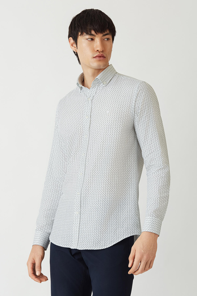 Regular Fit Yeşil Paşa Yaka Spor Erkek Gömlek - 1