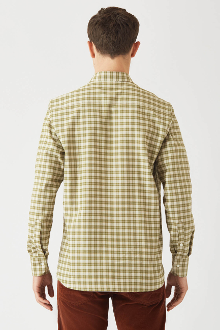 Regular Fit Yeşil Ram Yaka Spor Erkek Gömlek - 2