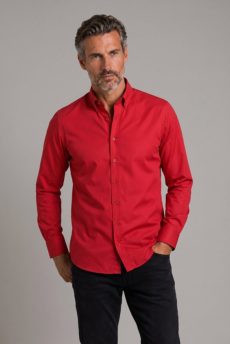 Kırmızı Regular Fit Pamuk Yılbaşı Gömlek - 1