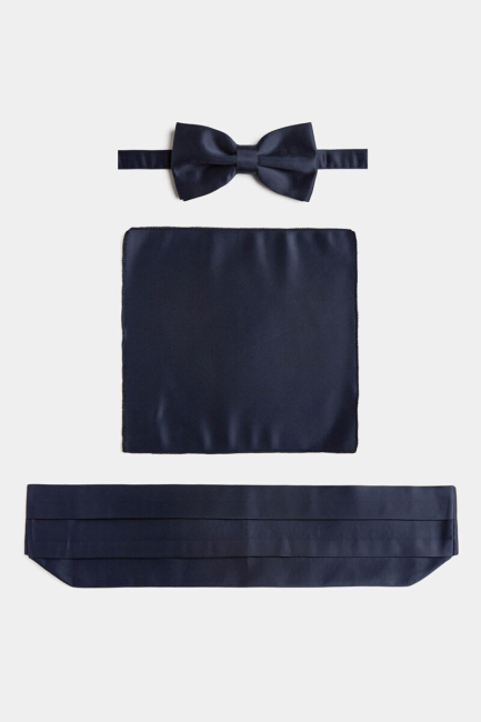 Saten Lacivert Erkek Smokin Kuşak Seti 