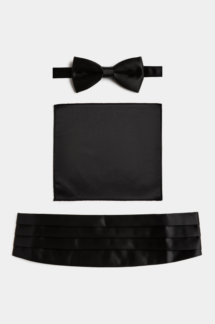 Saten Siyah Erkek Smokin Kuşak Seti - 1