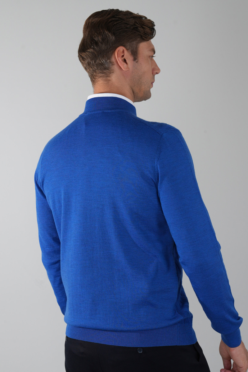 Sax Yarım Balıkçı Ön Jakar Yün Erkek Triko (1)