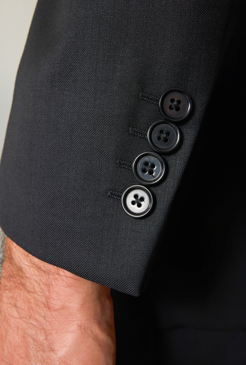 Siyah Comfort Fit İtalyan Yaka Sedef Düğmeli 6 Drop Yün Takım Elbise - 5