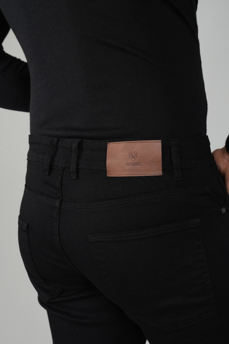 Siyah Denim Pamuklu 5 Cepli Erkek Pantolon - 4