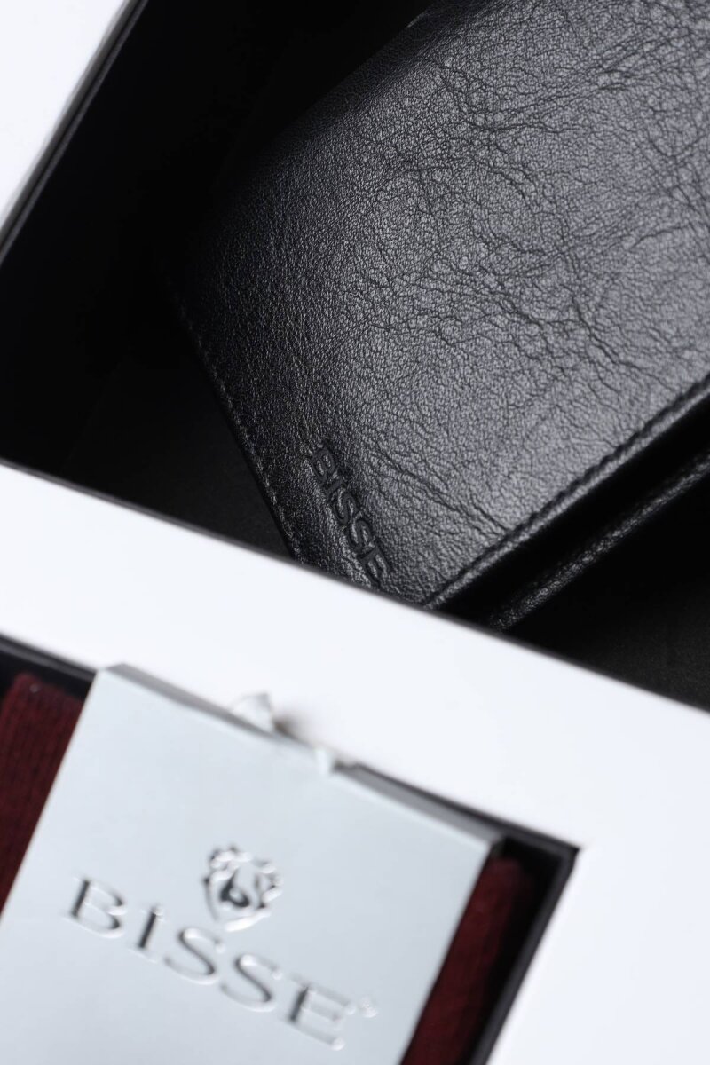 Siyah Deri Cüzdan & Bordo Pamuk Çorap 2'li Erkek Hediye Seti - 2