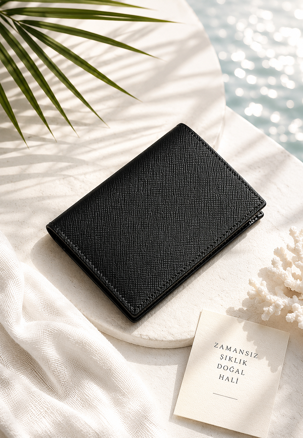 Siyah Deri Desenli Gerçek Cüzdan