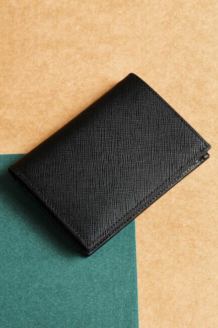 Siyah Desenli Gerçek Deri Erkek Cüzdan - 1