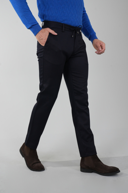 Siyah Doğal Pamuk Lastikli Jagger Pantolon