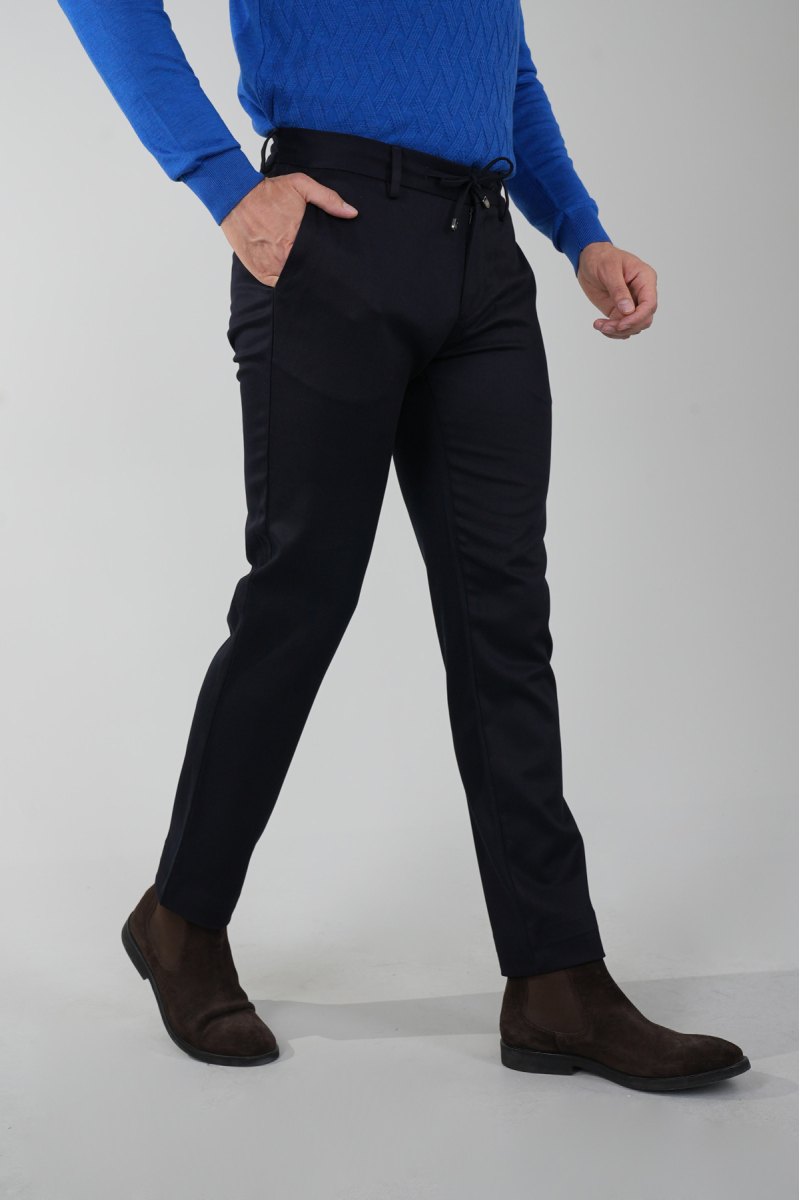 Siyah Doğal Pamuk Lastikli Jagger Pantolon - 1