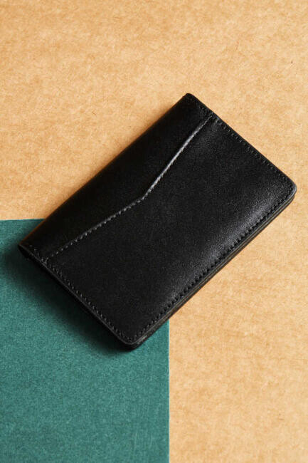 Siyah Düz Analin Deri Erkek Kartvizit - 1