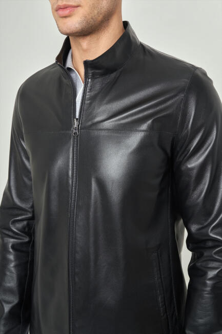 Siyah Erkek Deri Mont - 3