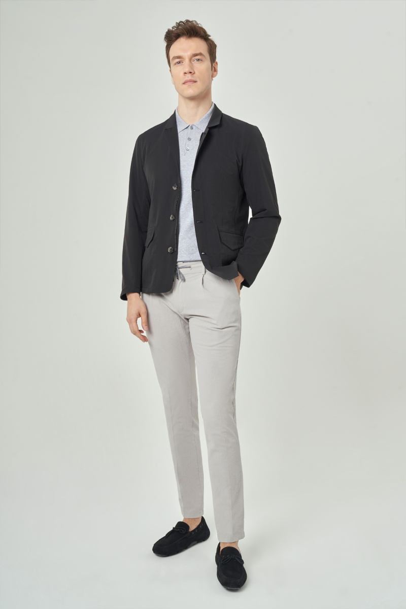 Siyah Erkek Düğmeli Ceket Mont - 5