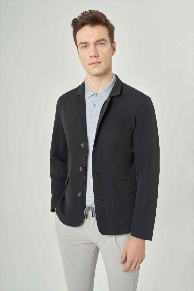 Siyah Erkek Düğmeli Ceket Mont - 1