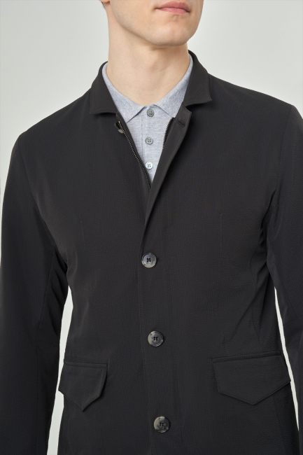 Siyah Erkek Düğmeli Ceket Mont - 3