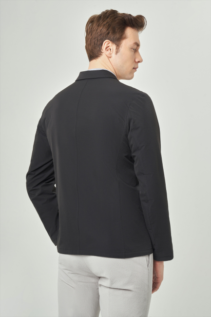 Siyah Erkek Düğmeli Ceket Mont - 2