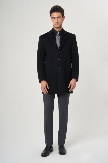 Siyah Erkek Platium Yün Palto