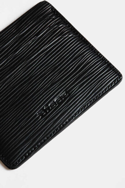 Siyah Gerçek Deri Lazer Desenli Erkek Kartvizit - 2