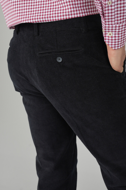 Siyah Kadife 4 Cepli Spor Erkek Pantolon - 5