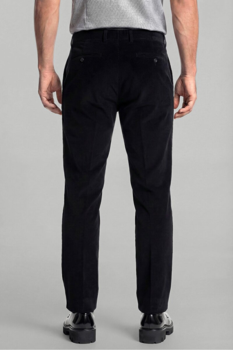 Siyah Kadife Pamuklu Likralı Esnek Rahat Jagger Erkek Pantolon - 2