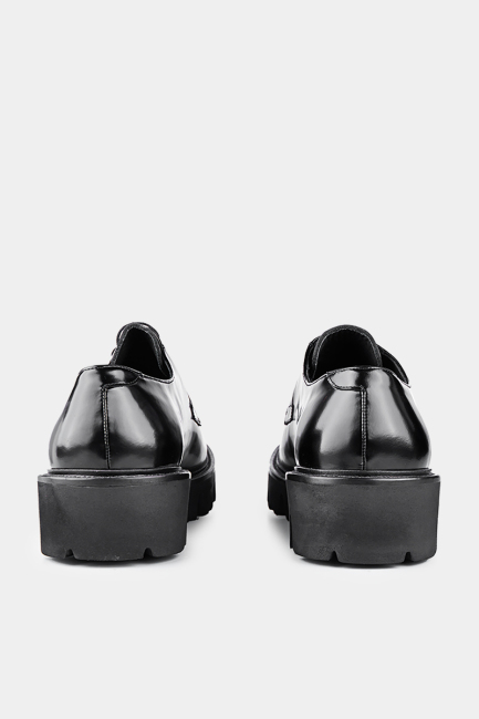 Siyah Kalın Taban Rugan Ayakkabı - 4
