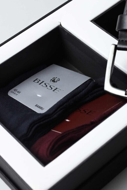 Siyah Kemer & 2'li Çorap Erkek Hediye Seti - 3