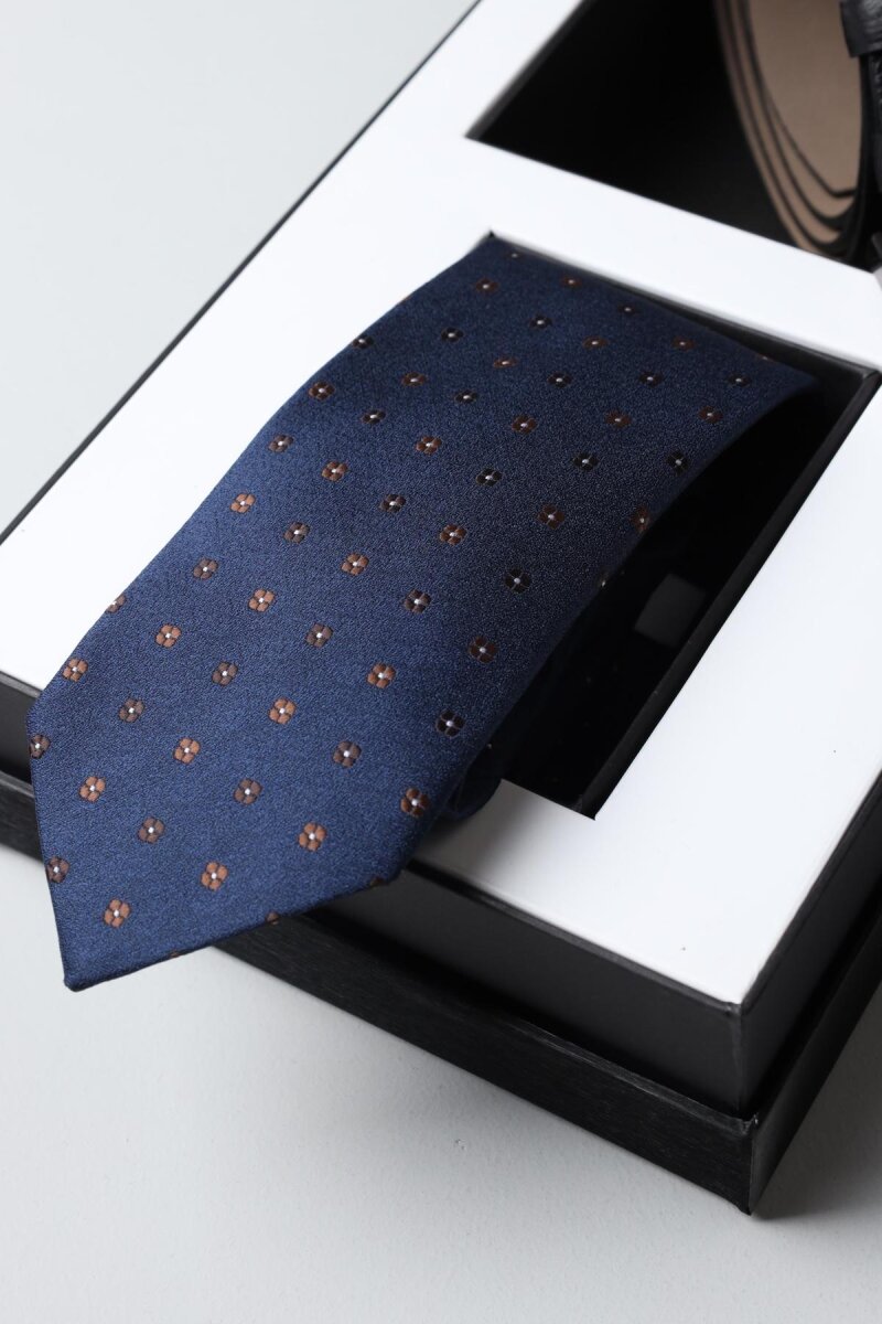Siyah Kemer & Lacivert Kravat 2'li Erkek Hediye Seti (1)