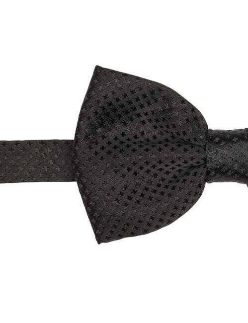 Siyah Kendinden Desenli Erkek Smokin Papyon (1)