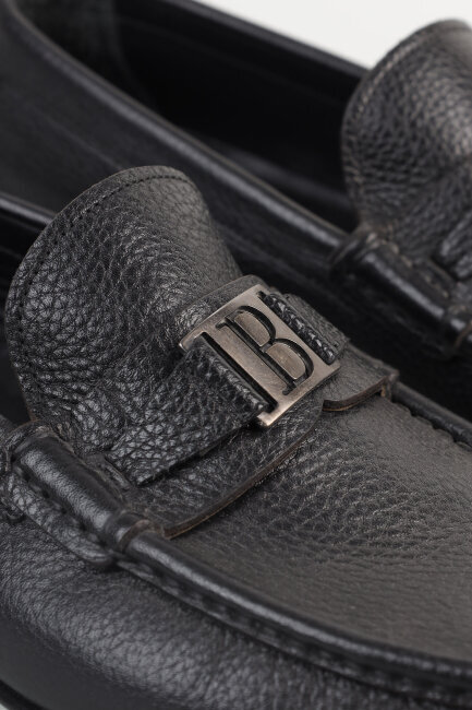 Siyah Metal Tokalı Kösele Erkek Ayakkabı - 2