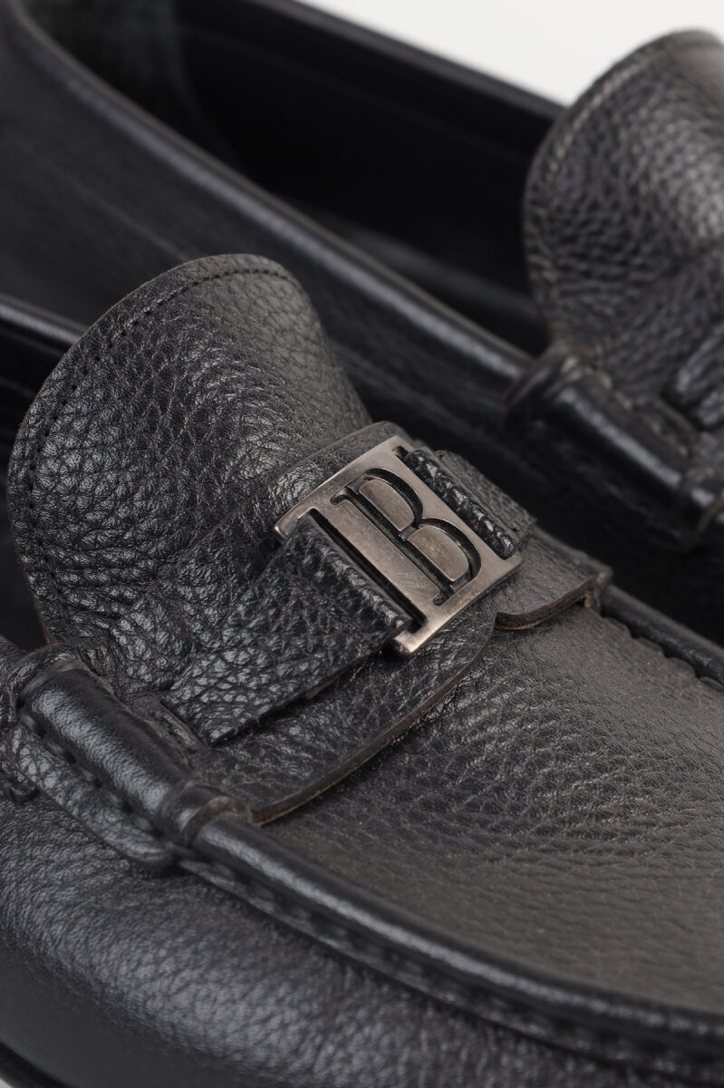 Siyah Metal Tokalı Kösele Erkek Ayakkabı - 2