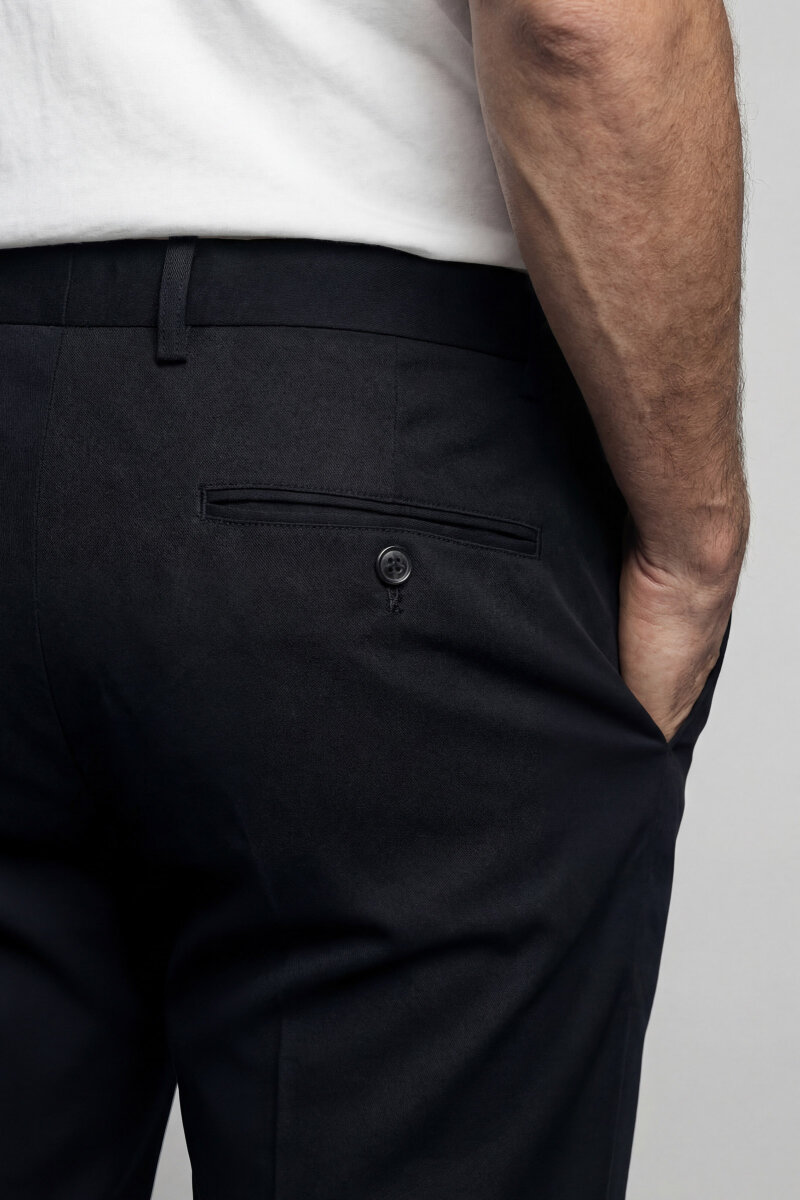Siyah Pamuk 4 Cepli Pilesiz Erkek Pantolon - 4