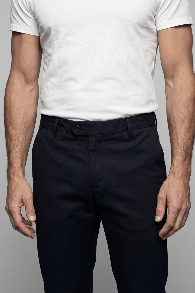 Siyah Pamuk 4 Cepli Pilesiz Erkek Pantolon - 1