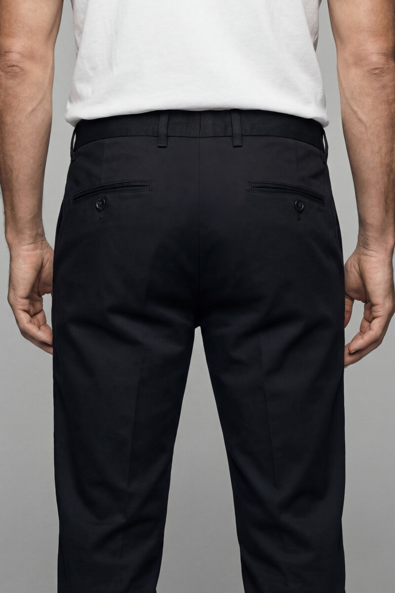 Siyah Pamuk 4 Cepli Pilesiz Erkek Pantolon - 2