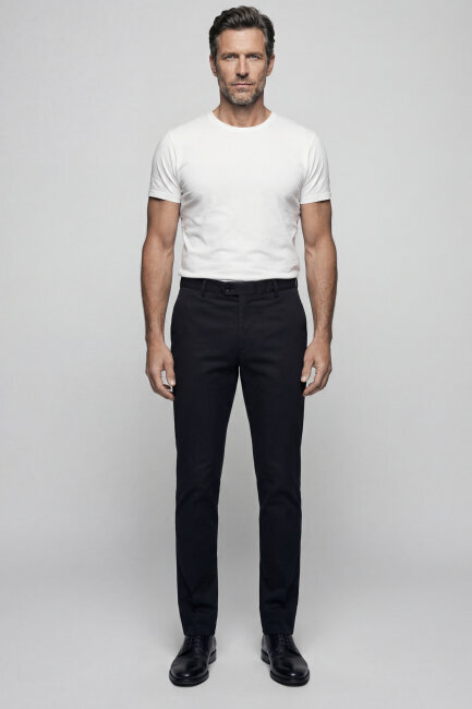 Siyah Pamuk 4 Cepli Pilesiz Erkek Pantolon - 3