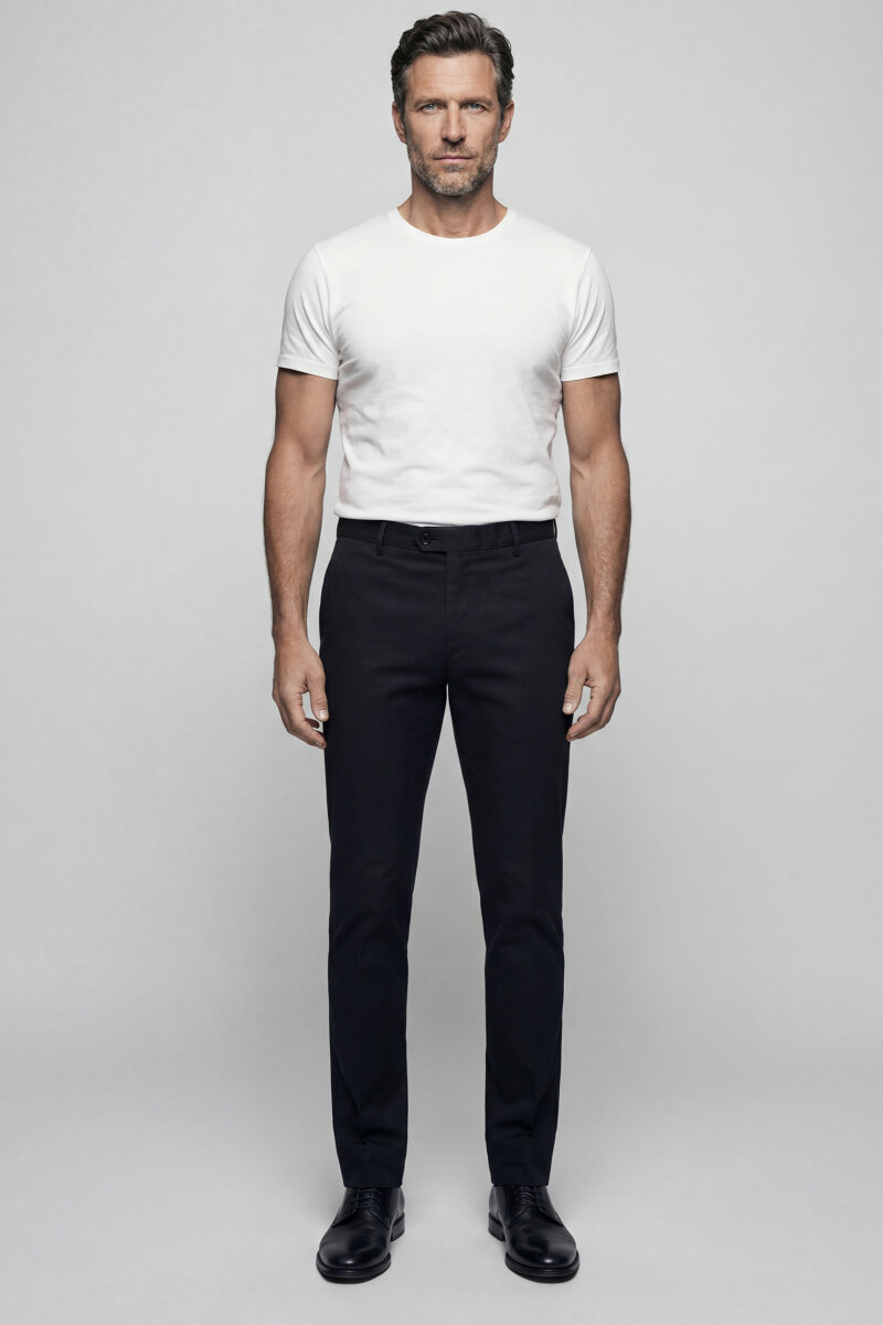 Siyah Pamuk 4 Cepli Pilesiz Erkek Pantolon - 3